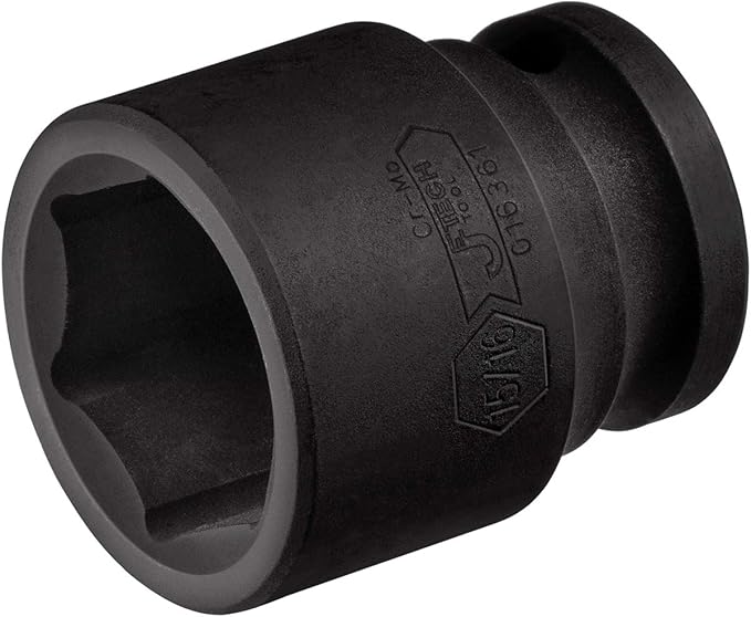 Jetech 1/2 Inch Drive 15/16 Inch Standard Impact Socket, Made with Chrome Molybdenum Alloy Steel, Heat Treated, 6-Point Design, SAE