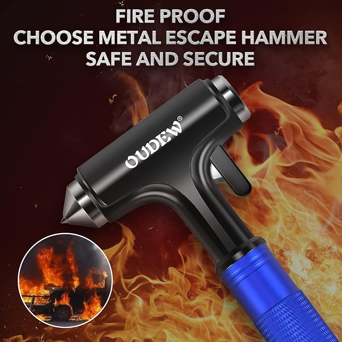 2 Packs Car Safety Hammer, Car Glass Breaker with Seat Belt Cutter, Automotive Escape Tool, Metal Window Breaker, Emergecy Safety Hammer for Auto Accidents (Blue)