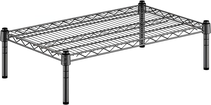 18" x 30" x 8" Black Epoxy Wire Storage Shelf, Dunnage Rack, Commercial 1 Tier Small Shelf