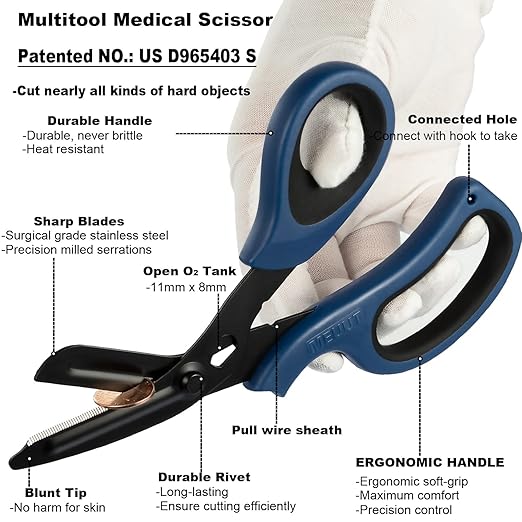 MEUUT 2 Pack Trauma Shears Panted Bandage Scissors - Medical Supplies with 8 inch Heavy Duty Medical Scissors for EMT Workers Nurses