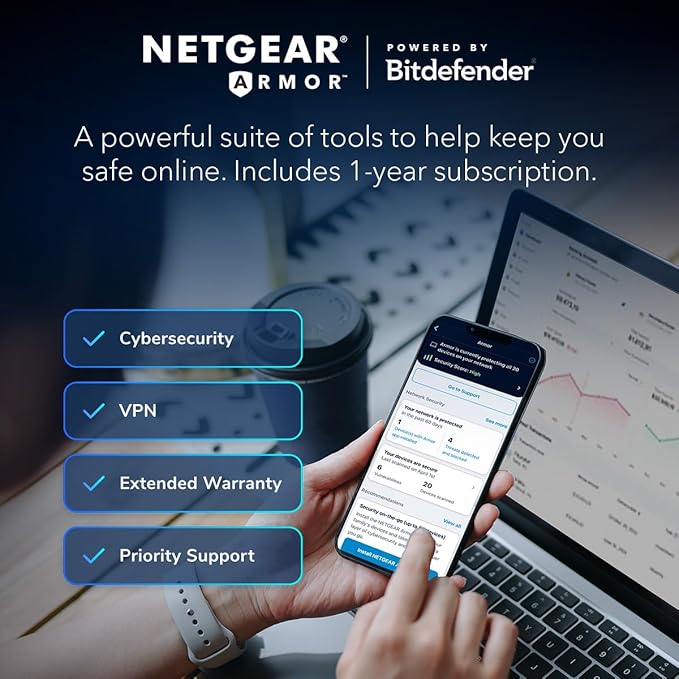 NETGEAR Nighthawk Tri-Band WiFi 7 Router (RS280S) - Router Only, BE9200 Wireless Speed (up to 9.2 Gbps) - Covers up to 2,500 sq. ft. - 2.5 Gig Internet Port ??1-Year Armor & Free Expert Help
