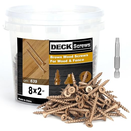 Deck Screws #8 x 2?쇺? T25 Star Torx Drive Flat Head Wood Screws, Brown, 5lb