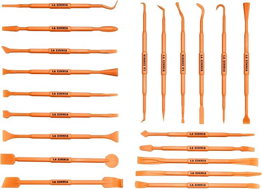 20PCS Delicate Pickup Tool Set, Non-Marring Scraper & Pry bar Kit, Multifunction Double-ended Mini Pick and HookTools, for various jobs detail clean, separating small parts, remove trim clips…