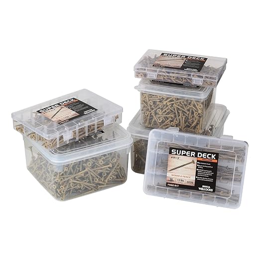 WELLOCKS Deck Screws, Wood Screws, Tan, Superior Rust Resistant, Epoxy Coated, Above 1000 Hour Salt Spray Coating T25 Torx Star Bit Included for Outdoor Wood Fence (5.2LBS Tan, #10횞4")