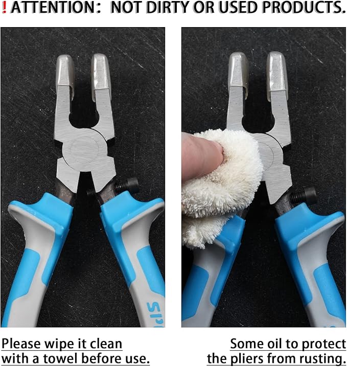 SPEEDWOX Glass Running Pliers with Rubber Tips for Glass Cutting 8 Inches Key Fob Pliers with Curved Jaws Heavy Duty for Stained Glass Work Mosaics Breaking Tool