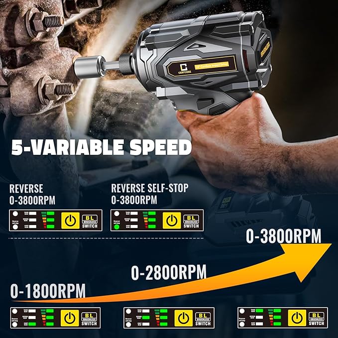 Cordless Impact Driver Compatible with DeWalt 20V Battery, 2800 In-lbs Brushless 1/4" hex chuck Impact Driver, impact drill with 5-Speed Lightweight Power Impact Drivers, LED Light (no battery)