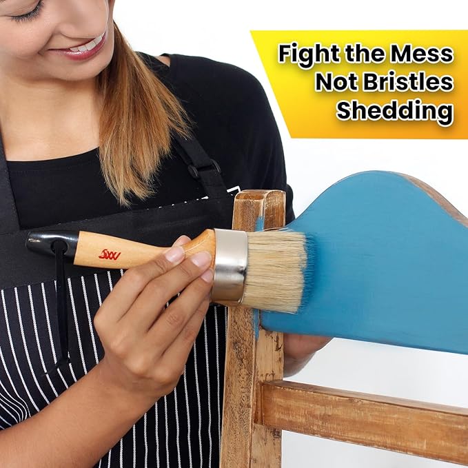 Chalk Paint Brush Set for Furniture ??5PC Natural Bristle, 3 Small and 2 Large Wax Brushes (2.5"), Perfect for Painting, Stenciling, and Waxing, Compatible with Chalk Paint and Furniture Wax
