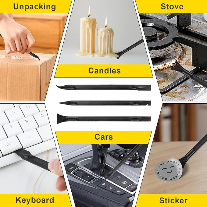 15 Pack Plastic Putty Knife Set - 12 Flexible Plastic Paint Scraper Tool and 3 Detail Scraper Tool for Spackling, Repairing Drywall, Removing Wallpaper, Applying Mud or Plaster