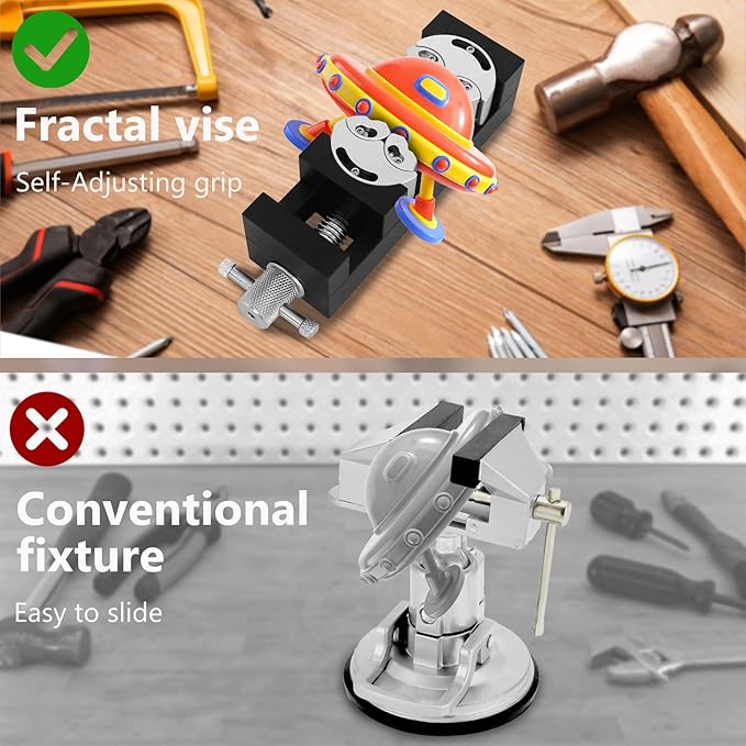 Smart Mini Fractal Vise, Heavy Duty Drill Press Vise for Workbench, Magnetic Bench Vise Clamp for DIY Projects, Crafts, Model Building, Jewelry Making, Repair