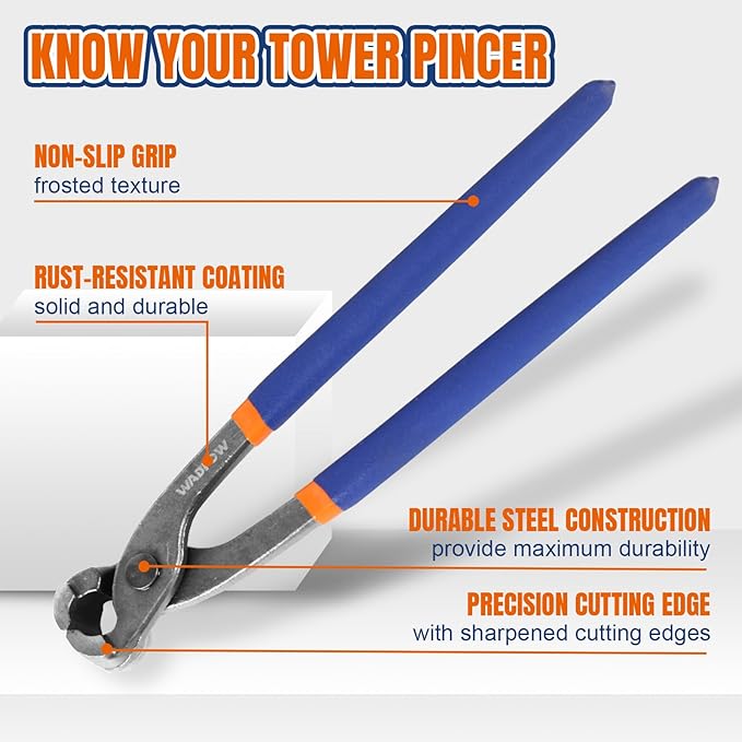 Nail Puller,Pliers,End Cutting Pliers, Carpenter Pincer Tool,Ear Clamp Nail Puller Pliers for Pulling Nails or Cutting Wires,2 PCS Pliers Set, 9" and 10",WPS8302, Blue