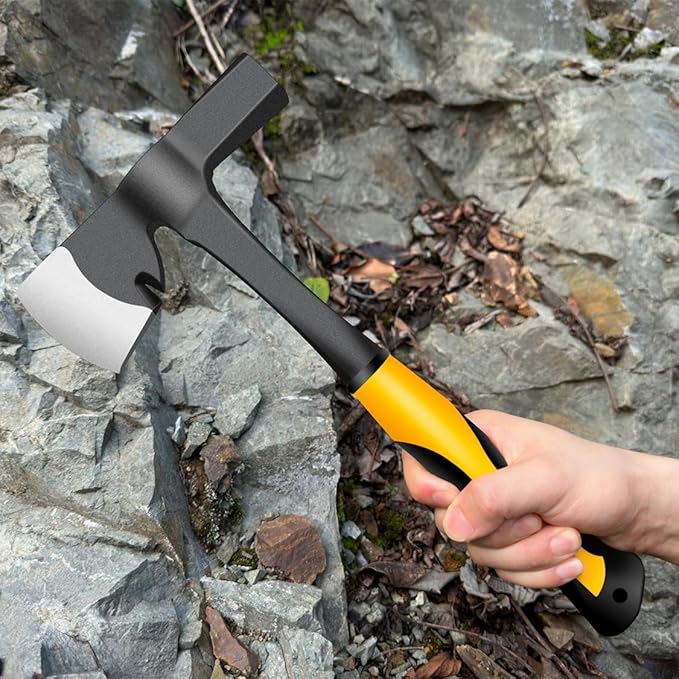 Drywall Hammer with Milled Face, 14 oz Wall Board Tool | Lightweight Hammer and Axe Combo Onepiece Steel Hammer Axes (Yellow)