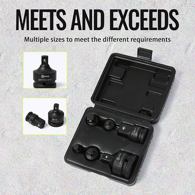 6-PC Impact Socket Adapter Set | Cr-Mo Steel | Impact Driver & Wrench Conversion Kit | Impact Socket Adapters with Ball Detent for Industrial Rotation