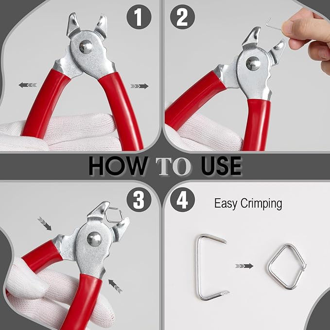 Hog Ring Pliers,Professional upholstery Hog Rings Pliers Kit,Auto Upholstery Installation Tool for Fence,animal pet cages,railings,wires,Ropes,sausage and Meat Casings(Straight Hog Ring Plier)