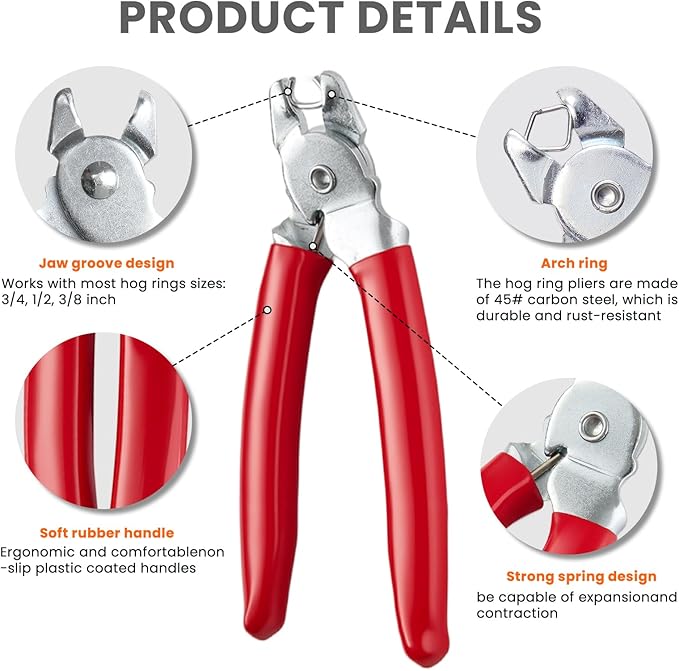 Hog Ring Pliers,Professional upholstery Hog Rings Pliers Kit,Auto Upholstery Installation Tool for Fence,animal pet cages,railings,wires,Ropes,sausage and Meat Casings(Bent Hog Ring Plier)