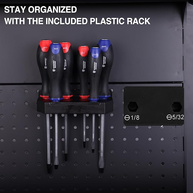WORKPRO Magnetic Screwdriver Set 24-Piece, Go-Thru Screwdriver Set Kit with Wall Mount Rack, Includes Slotted, Phillips and Torx Screwdrivers, Magnetic Screwdriver with Magnetizer & Demagnetizer Tools