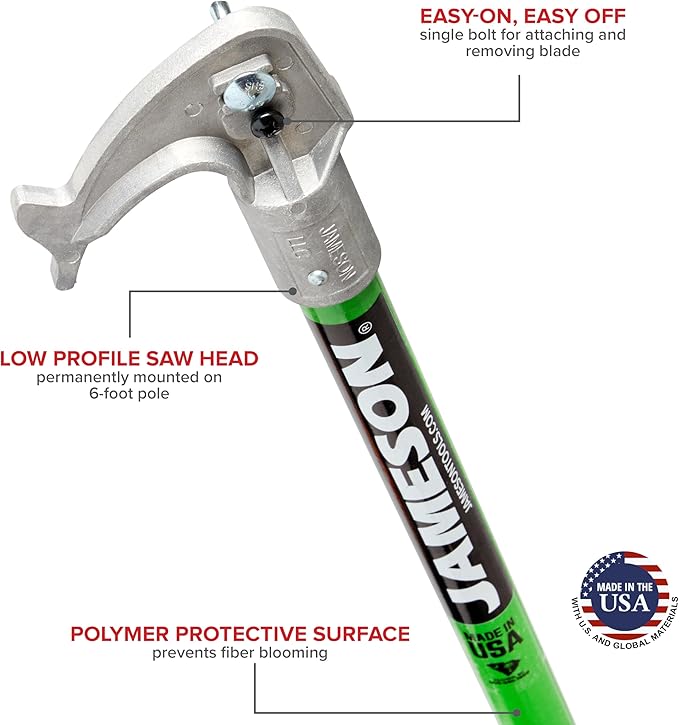 Jameson LS-Series Hollow Core Landscaping Tree Trimming Kit | 16??Barracuda Saw Blade | 18-Foot Reach | Fiberglass Poles with Leaf Spring Locking Buttons | Tree Pruning & Trimming Tool