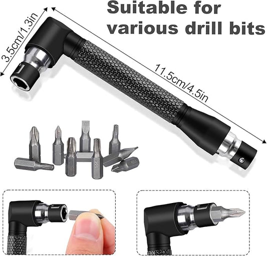 18Pcs Flexible Drill Bit Extension, Include 3Pcs Rotatable Socket Adapter 2Pcs 105째 Right Angle Drill Attachment 10 Short Screwdriver Bits 90째 Angled Bits and 2 Bendable Extension Tool