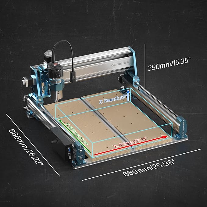 SainSmart Genmitsu 4040-PRO MAX CNC Router, 710W Trimmer & Linear Rail Driven, Work Area 410 x 405 x 77mm, for Wood Metal Acrylic Cutting Milling, GRBL Control