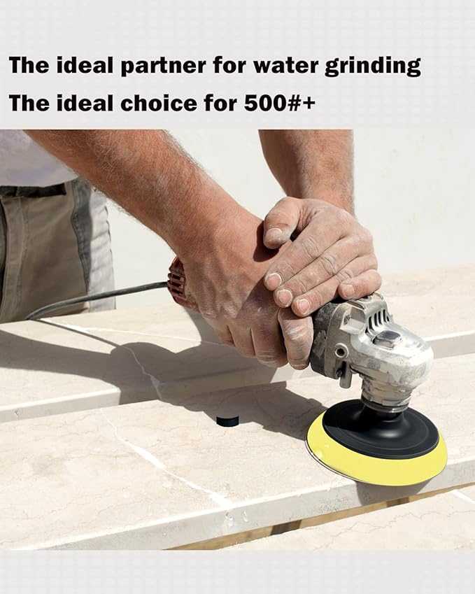 19 Pcs Stone Polishing Kit, 50#-3000# 4 Inch Concrete Polishing Pads for Grinder, Polisher Pads Kit with Metal Rod, Rubber Adhesive Disc, Polished Sponge Ball, Goggles, Gloves