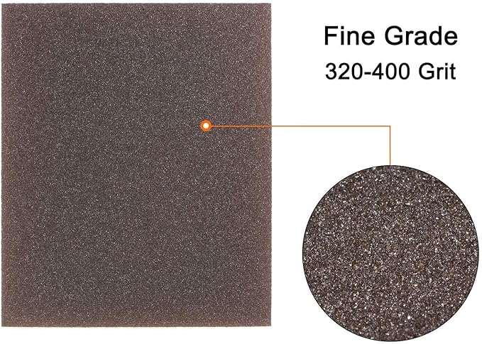 HARFINGTON 16pcs Fine Sanding Sponge Blocks 320-400 Grit Foam Sanding Block Pad for Polishing Kitchen Metal Wood Drywall, 120x100x12mm, Brown