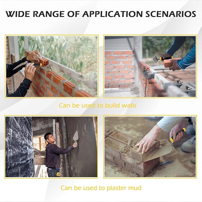 2 Pcs Masonry Trowel Set, 6" Round & Pointed Trowel Masonry, Set with Soft Non-Slip Handle, for ConcreteCement Plastering Tiles