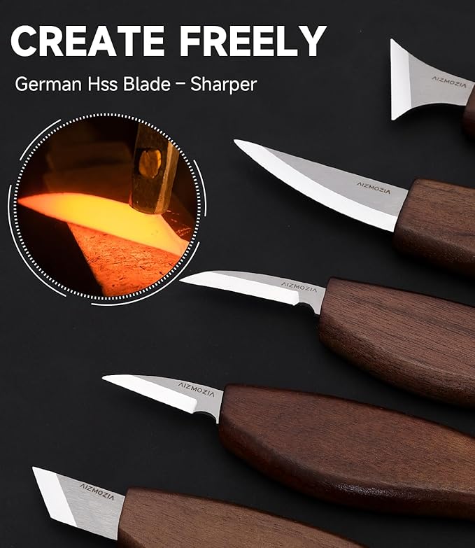 Wood Carving Kit, 30Pcs Wood Carving Tools Set with Leather Storage Bag, Deluxe Whittling Kit, 9 Wood Carving Knives 5 Chisels 4 Blocks Woodworking Tools for Beginners Enthusiasts Adults Gift