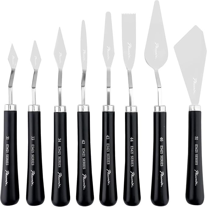 PHOENIX Flexible Palette Knife Set - 8 Stainless Steel Painting Knives with Gift Box, Art Knife with Wood Handle, Paint Spatula for Oil Acrylic Paint