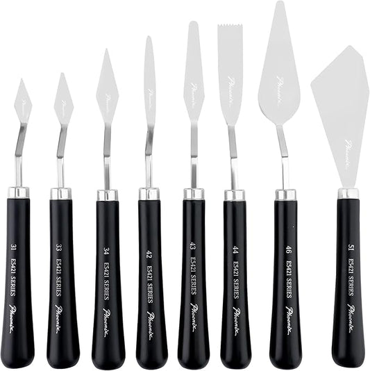 PHOENIX Flexible Palette Knife Set - 8 Stainless Steel Painting Knives with Gift Box, Art Knife with Wood Handle, Paint Spatula for Oil Acrylic Paint