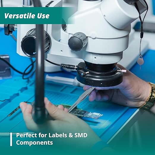 Excelta M-2A-SA Miniature Straight Tapered Flat Pointed Tweezer, Neverust Stainless Steel, 2.8 Inch, for Labels & SMD Components, Swiss Made, Professional