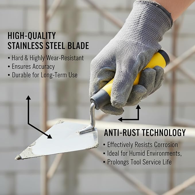5PCS Masonry Hand Tool Set, Concrete Tools Set Includes Brick Trowel, Pointing Trowels,Margin, Tuck Pointing Tool