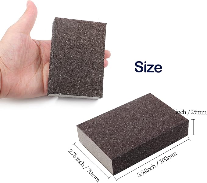 180 Grit Fine Sanding Block - 12Pcs, Wet Dry Sanding Sponge Foam Sandpaper Block Washable & Reusable Sandpaper Sponge for Drywall Wood Plastic Metal Furniture