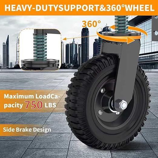 Gate Wheel, 8??Heavy Duty Fence Gate Wheel, Made of Fine Iron Solid Rubber, Maximum Weight Capacity 750 Lbs, Corrosion and Rust Resistant, for Wood Gates and Metal Pipe Gates. (Yellow Upgrade)