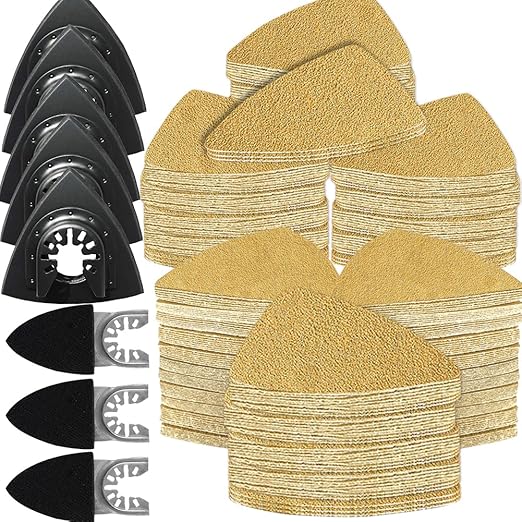 Gulrear 268PCS Multitool Sanding Pads for Oscillating Tool Sanding Attachments, Contains Triangle and Finger Sandpaper in a Variety of Grits, Detail Sanders for Woodworking, Metal and Other Surfaces