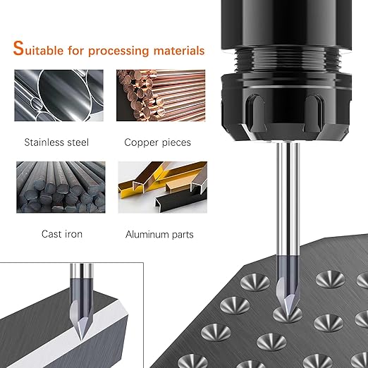 ASNOMY 1Pc 1/8"(3mm) Carbide V Groove Router Bit 60 Degree Chamfer End Mill, 3 Flutes CNC milling Cutter end Mill Bits for CNC Carving and Chamfering