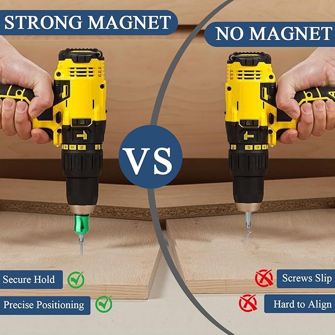 6pcs Magnetic Screw Holder, Screwdriver Head Magnetic Ring Magnetic Screw Ring with 3 Pieces Ph2 Screwdriver Bit Set, Bit Magnetizer for 1/4 Inch/ 6.35 MM Hex Screwdriver & Power Bits