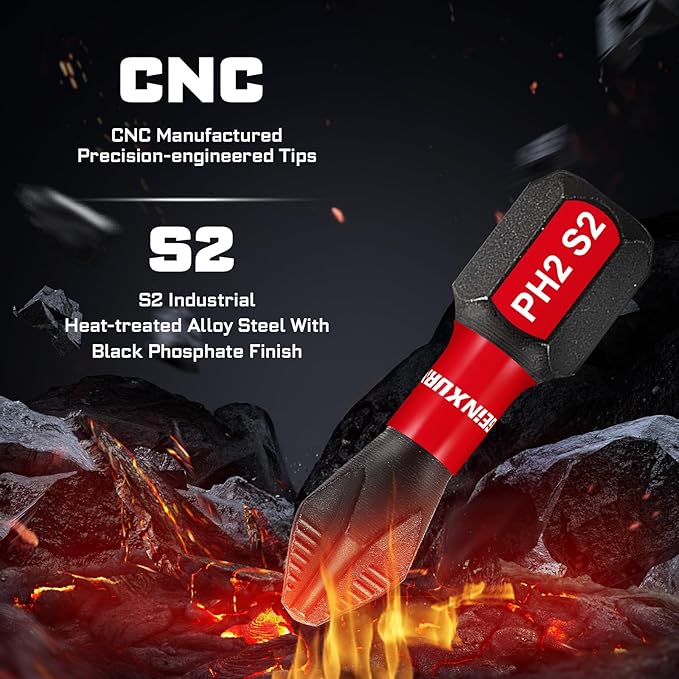 30Pieces Magnetic #2 Phillips 1 in. Hex Anti-Slip Screwdriver Bits, 1/4 Inch Hex Shank Impact Tough PH2 Cross Screwdriver Bits Set