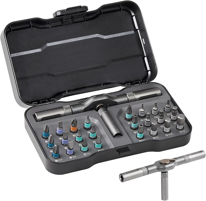 BoxedHome 24 in 1 Magnetic Ratchet Screwdriver Set, Multi Bit Precision Screwdriver Kit with Detachable T Handle for Computer, Electronics, Furniture and Bike Repair