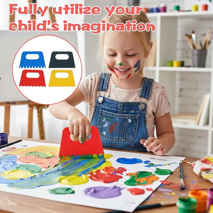 8PCS Plastic Paint Scraper Tool with 3PCS Scrapers, Paint Scrapers DIY Graffiti Oil Painting and Drawing Play Textured Art Supplies Tools for Plaster Arts for Texture Art on Canvas Pottery