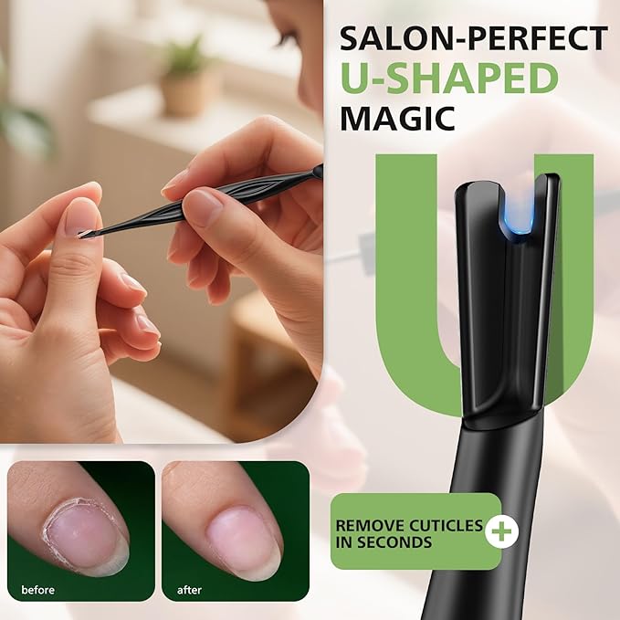 BALUCA 2-in-1 Cuticle Pusher & Trimmer with Fork ??Professional Stainless Steel Nail Cuticle Remover Tool for Pain-Free Manicure & Pedicure ??Durable Metal Cuticle Nippers and Scraper, Black