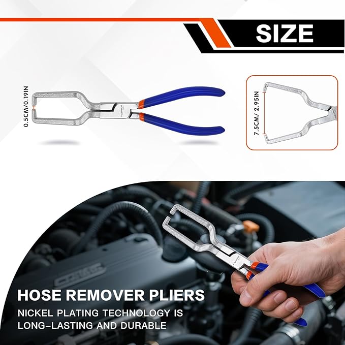 8-Piece Hose Clamp, Fuel Line, Electrical Disconnect Snap Ring Pliers Kit with Internal External Circlip Pliers, C Clip, Lock Ring Tools, Heavy Duty 45Steel, Ergonomic Non-Slip Handles