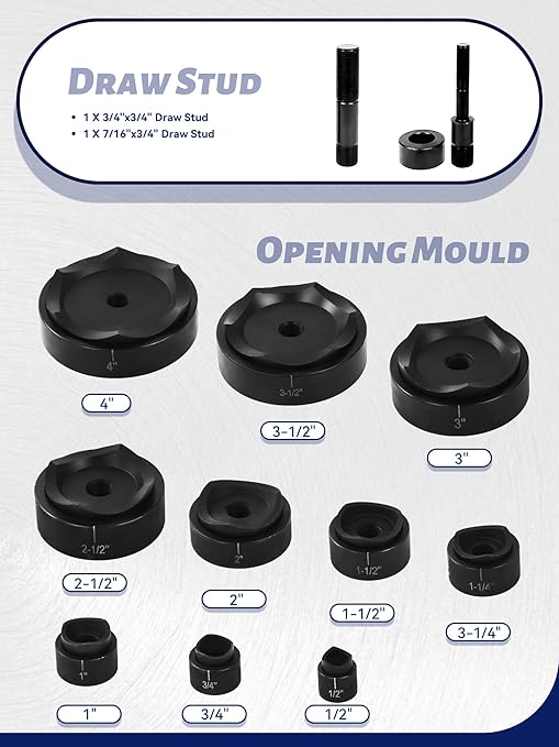 AMZCNC Hydraulic Knockout Punch Electrical Conduit Hole Cutter Set KO Tool Kit 1/2 to 4 inch (15T(1/2"-4"))