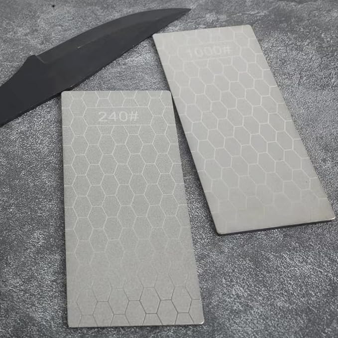 4 Pcs Diamond Sharpening Stone, with Angle Guide and Leather Strop, Knife Sharpener Stone Whetstone Honeycomb Surface Plate with Non-slip Base for Pocket Knives Scissors