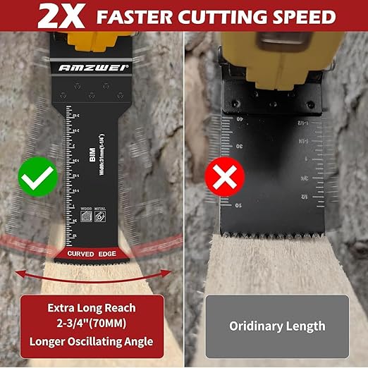 50 Pcs Bi-Metal Oscillating Saw Blades, Professional Curved Edge Multitool Blades for Wood with Nails, Metal, Wood, Oscillating Tool Blades Compatible with Dewalt Milwaukee Bosch Ryobi