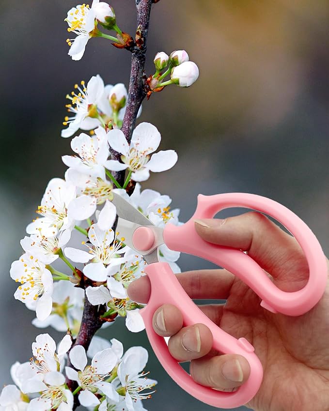 Pink Flower Scissors, Thickened Stainless Steel Floral Pruning Snips ??Sharp Garden Clippers for Fresh Flowers, Flower Arrangement Supplies, DIY Floral Cutting Scissor (1 PCS Pink)
