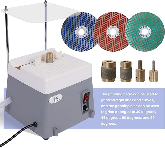 2-in-1 Stained Glass Grinder,Portable Precision Edge Angles (30째/45째/60째/90째) Shaping Drilling Grinder for Glass & Metal Arts,Tile,Marble,Ceramics,Jewelry Making,Mosaics Decoration