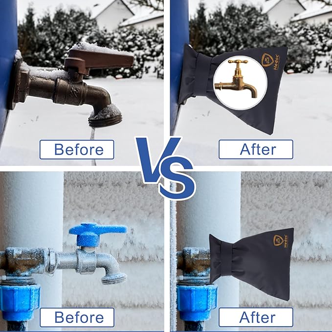 Hedoc Pro Outdoor Faucet Covers for Winter Freeze Protection, 2 Pack 6'' W x 8.2'' H Winter Faucet Insulation Cover Socks, Hose Bib Covers for Winter (Faucet Cover 2 Pack)