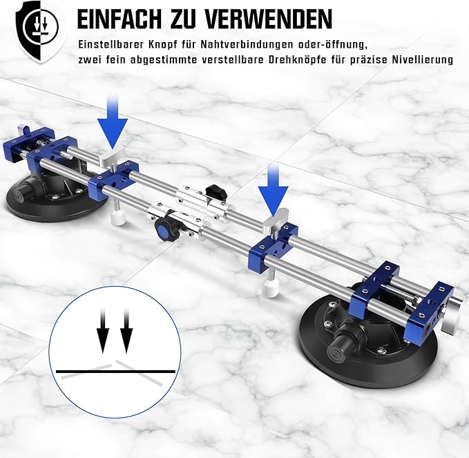 Right Angle 90-270 Degree Countertop Seam Setter 2 Pack with 7?섃?Vacuum Cups for Seam Joining and Leveling, Professional Stone Setter Installation Tool for Granite, Stone, Marble, Slab Tile