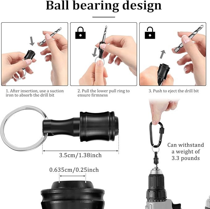 18Pcs Keychain Bit Holder 1/4inch Hex Shaft Screwdriver Bit Holder Portable Extension Bar Keychain Screw Adapter Aluminum Alloy Drill Extension Bit Holder with 3 Carabiner for Screw Driver