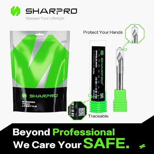SHARPRO Chamfer Router Bits V Groove O Flute Spiral Router Bit 45 Degree 1/4 Inch Shank CNC Carbide V-bit for Engraving and Chamfering Lettering, Ideal for Wood, Acrylic and PVC (3PCS)