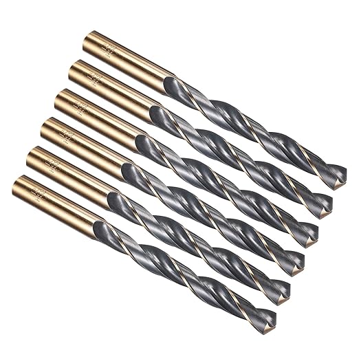 PATIKIL 11.5mm Drill Bit, Jobber Straight Shank 4341 High-Speed Steel 118째 Black and Gold Finish for Medium-Hard Metal Steel Acrylic - 6 Pack